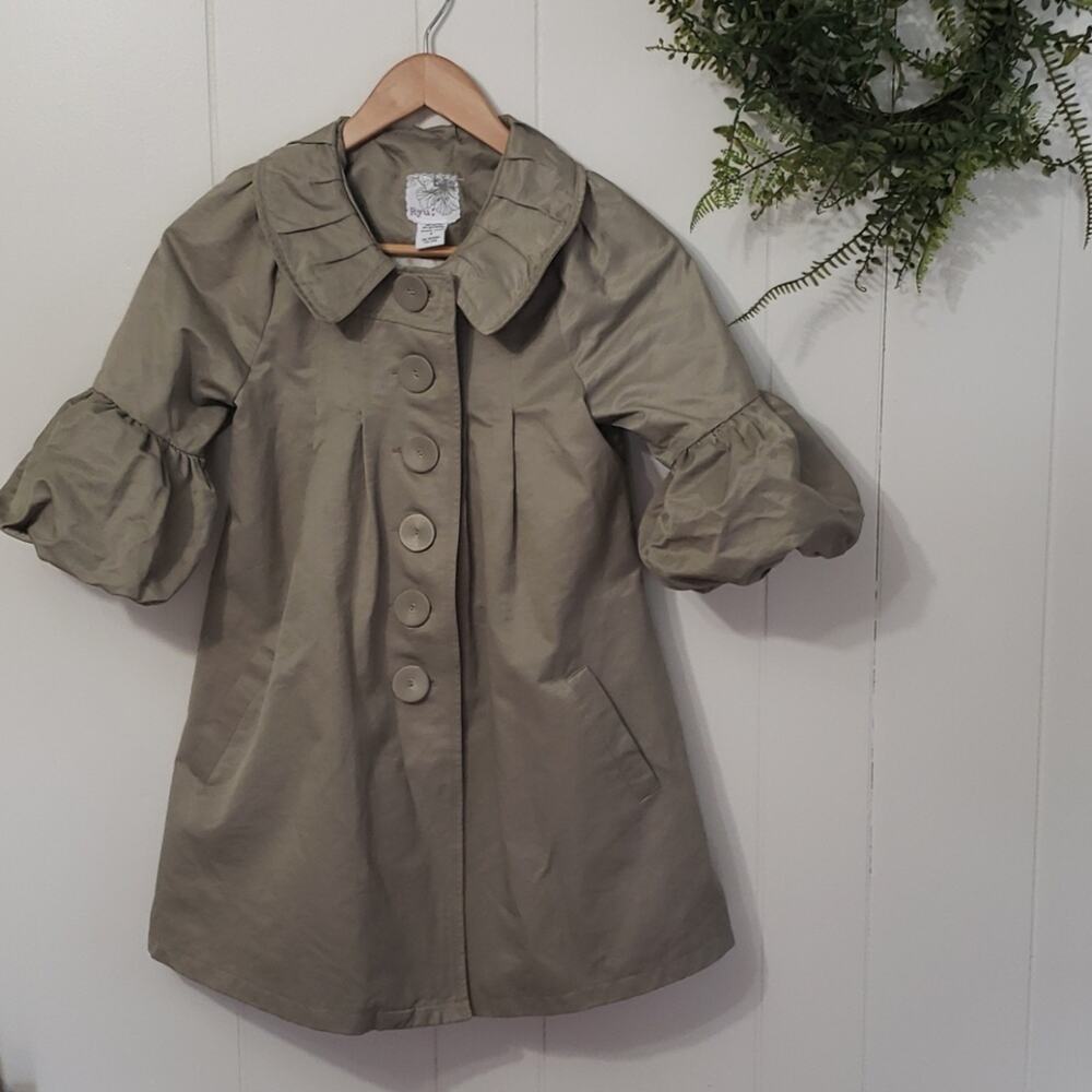 Anthropologie RYU Pearl Taupe Tan Baby Doll Swing Coat Womens S 90s Y2K 00s EUC